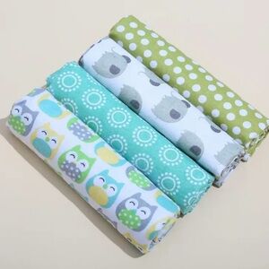 New Set Of 4  Baby Cotton Muslin Swaddle/Receiving Blankets